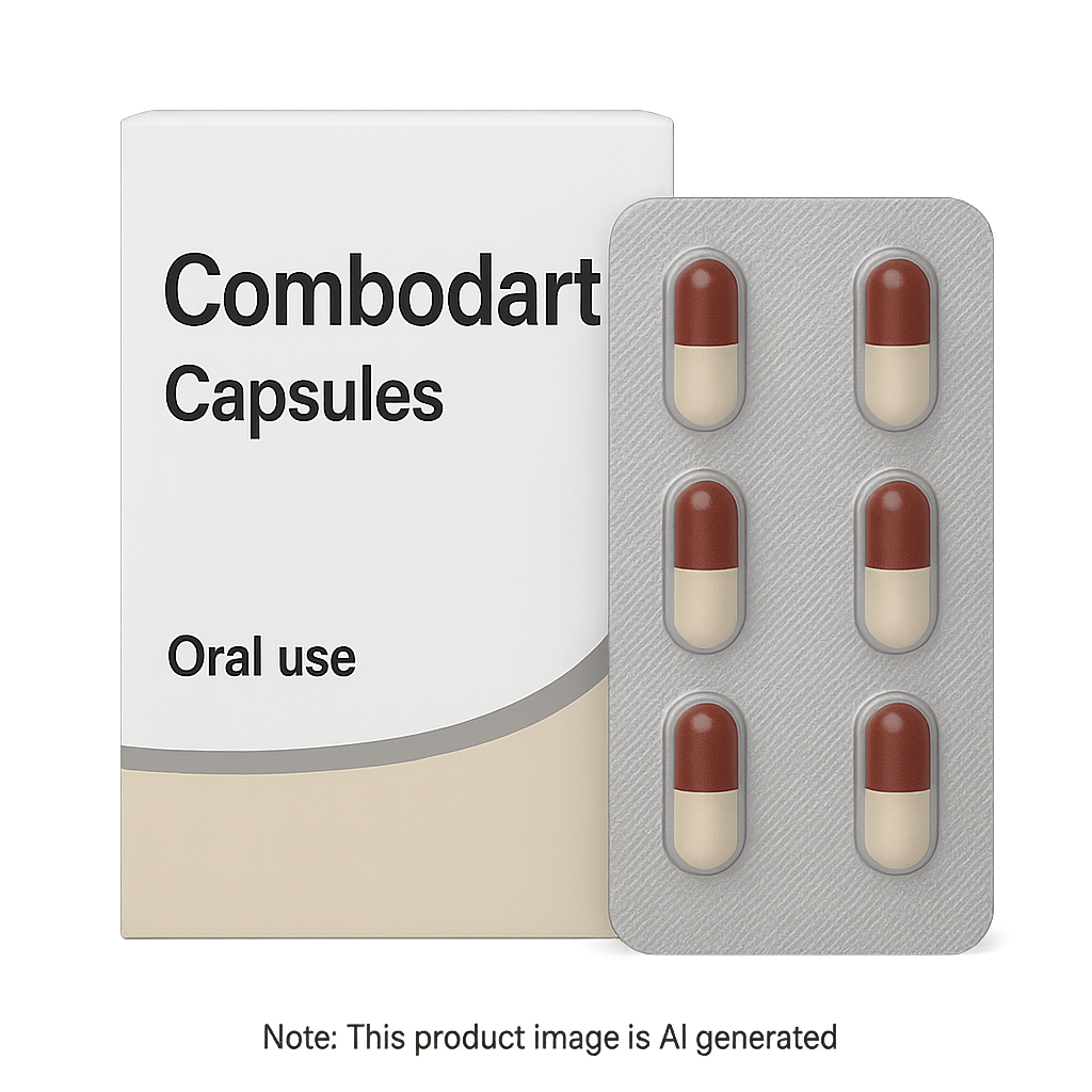 Box of Combodart Capsules used to treat enlarged prostate symptoms